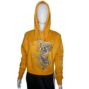 Ed Hardy Dragon Pullover Hoodie Marigold Women's‎ Size M